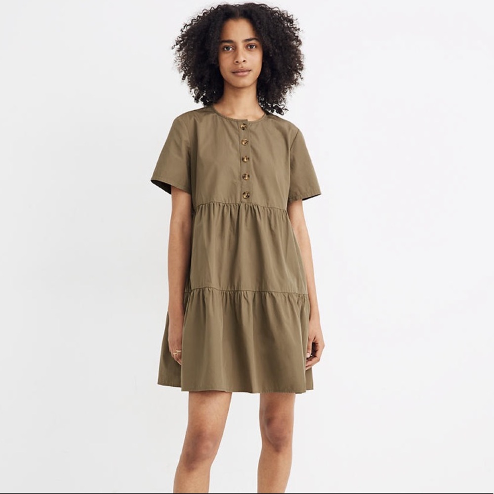 NWOT Madewell button front tiered dress